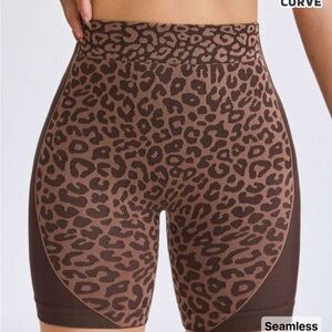 New Shein Brown Leopard-Print High Waist Bike Shorts 2xl (fit smaller like 1x)